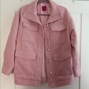 Pink Utility faux Pearl Wool Women's Jacket